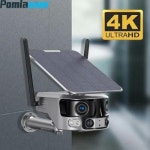 태양광 라우터 농막 실외 농장 4G WIFI 카메라 Y6 듀얼 렌즈 4K HD 슈퍼무선 180 광각 6W 태양 전지 패널 4