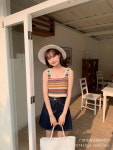뜨개질 조끼 자수 봄 레이스 여름 브이넥 민소매 프리사이즈