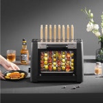 자동 양꼬치구이 기계 가정용 오븐 꼬챙이16개 멀티 캠핑 그릴 회전 자동타이밍꼬치구이기 16수매화첨