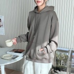 여성 기본 무지 디자인 오버 스타일 후드티