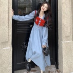 애니율 여성 봄 가을 골덴 숄카라 롱 원피스 사진 M G2796