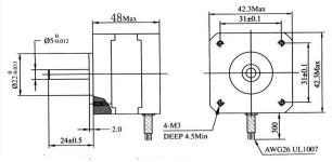 Nema17 1 7A 17hm8801 0 9 deg 2 상 하이브리드 스테퍼 모터 42N cm 길이 2 상 4 선 0 9 도 스테퍼 모터