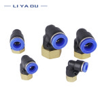 PLF 공압 피팅 암나사 1 8 1 4 3 8 1 2 호스 OD 4 6 8 10 에어 엘보 커넥터 튜브 푸시 인 1 개 PLF4 01