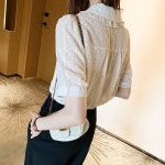 자수 프릴 블라우스 루즈핏 장식 반팔 숙 여름 LLT154