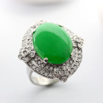 천연 중국 비취반지 다이아몬드 세팅 K16