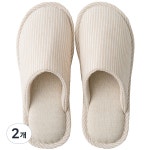 히즈엔 스트라이트 면 실내화 슬리퍼 거실화 2개 G7126