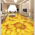 Wellyu 맞춤형 바닥 장식 그림 3D 태양 꽃 해바라기 식물 자체 접착 타일 벽화 벽지