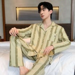 남자순면잠옷 남성 긴팔 순면 상하세트 남녀공용 가을 홈웨어 실내복 커플용 겨울 남성 HMF-H6003