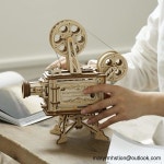 ROKR 구식 영사기 DIY 핸드메이드 입체 퍼즐 우드 블록 모형 블록 장난감 생일 선물