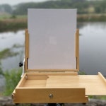 휴대용 화구 휴대 화구박스 미술도구 서랍함 유화 나무 미술 보관함 케이스 그림 호박색 황색