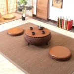 라탄 좌식 테이블 원형 높이27cm 식 티테이블 찻상 지름50cm 1 C89 원색스몰사이즈 레귤러