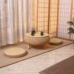 라탄 좌식 테이블 원형 높이27cm 식 티테이블 찻상 지름50cm 1 C89 원색스몰사이즈 레귤러