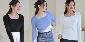 르포엠 가 79 900원 르포엠 에테르 소프트 스퀘어넥 니트 3종세트