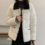 여성 깔깔이 배색 패딩 점퍼 겨울 누빔 자켓