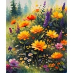 성인 초보자를 위한 숫자 키트별 DoMyArt 페인팅 캔버스의 DIY 아크릴 아트16x20 액자 야생화