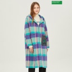 베네통 매장정품 베네통 포켓 배색 체크 롱 코트 BACTA4461VO 566008