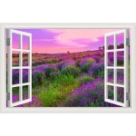 벽 스티커 라벤더 필드 데칼 접착 창보기 꽃 식물 벽지 1 3 1개 D 16x24inch