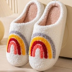 겨울 실내 거실 사무실 털 실내화 방한 슬리퍼 무지개