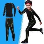 피트니스 운동복 청소년 바지 속옷 타이트 스포츠 의류 압축 달리 28-33kg for 26 2pcs-1-GreenL F 28-33kg 26용