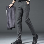 모로엠 남성 기모 안감 체크 패턴 데일리 포근한 슬랙스 바지 DMS-SLA-Q4276179