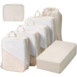 DIMJ 여행용 압축 포장 큐브 7세트 경량 가방 신발 세탁 언더웨어 7 Pack