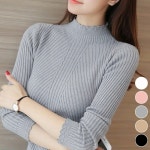 옷자락 여자 골지 슬림 FW 모크넥 하프넥 페미닌룩 프릴 니트