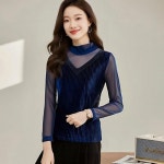 여자라운드넥티셔츠 라운드넥티 벨벳 이너 긴팔 라운드 티셔츠 슬림핏 상의 추동 ible4