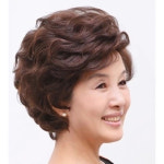 중년여성 인모 통가발 자연스러운 곱슬 엄마 파마머리