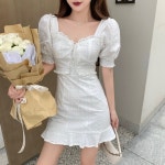 큐티나티 레이스 슬림 스퀘어넥 반팔원피스 L C6102