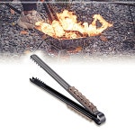 캠핑 대형 숯 장작 화목 나무손잡이 스텐 악어 집게