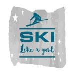 Ski Like a Girl Outdoor Sports Lover Skiing Quote Wall Decal Wall Art Sticker Designs Vinyl