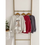 젠솔 도그 프린팅 기모 맨투맨 차콜