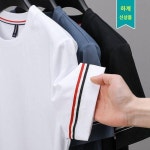 앞짧고뒤길이 밑단트임버튼100 순면반팔티셔츠남자라운드솔리드남상의