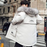 부귀새털넥 패딩남성겨울신상후드코트중기캐주얼패딩점퍼남성