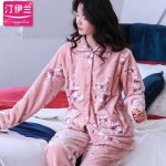 홈웨어 여성 잠옷 정장 두꺼운 산호 벨벳 어머니 H5821