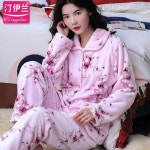 홈웨어 여성 잠옷 정장 두꺼운 산호 벨벳 어머니 H5821