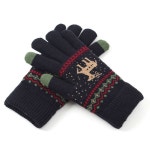 네이비 루돌프 여성용 스마트 터치 기모 니트 장갑