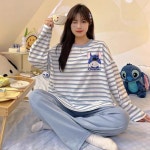 Zebeer 루즈핏 순면 잠옷 상하 세트 브라캡 일체형 홈웨어 5-70kg H3008 62