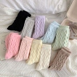 파스텔톤 꽈배기 여성용 겨울 따뜻한 수면 양말