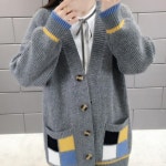 여성 니트 롱 가디건 두꺼운 겨울 루즈핏 단추 가디건