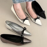 여성 4컬러 뾰족코 리본 단화 플랫슈즈 RJ-g7011