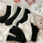 꽈배기 여성용 소프트 무압박 겨울 수면 양말 X2개