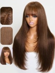 Julia Hair 초콜릿 야키 스트레이트 휴먼 헤어 가발 뱅 40 16