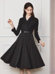 지고트 지고트 울 피크드 라펠 랩 플레어 원피스 BK10 JPAA0OP812 77