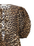 GANNI GANNI Multicolor Blouse with Front Tie Closure and All Over Leopard Motif in Cotton Woman F9116943