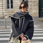 머플러세트 겨울 가을 모직 수술 배색 라인 루즈핏 자켓 J0410