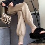 여성 추동 허리밴딩 도툼 니트 조거 팬츠 데일리룩 캐주얼 배기핏 니트 바지 팬츠 L