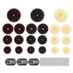 헤어번 메이커 3종 세트 도넛 15개 21개 헤어핀 30개 치뇽 헤어스타일 브라운베이지블랙 6소 6중 6대