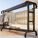 대형 빨래건조대 이불 튼튼한 실외 빨랫대 옷걸이 건조대 베란다 옥상 블랙800mm 매트 구비가