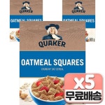 퀘이커 오트밀 스퀘어 크런치 오트 시리얼 Oatmeal Squares Crunchy Oat Cereal 15개 500g